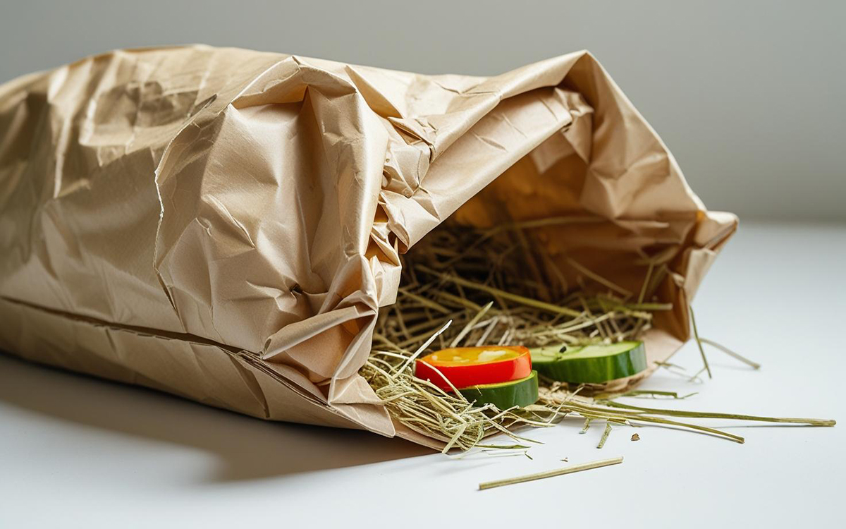 paper bag hideout for guinea pigs